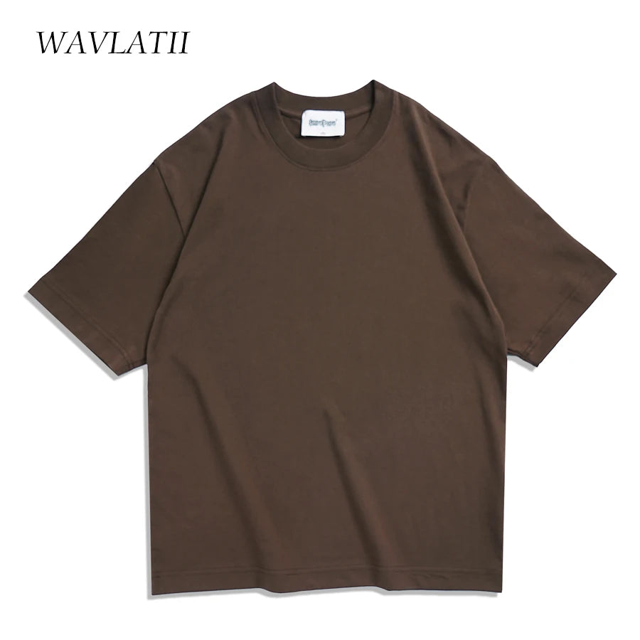 WAVLATII Oversized Summer T-Shirt – Unisex Korean Streetwear Solid Color Casual Tee for Men & Women, Basic Loose Fit Top