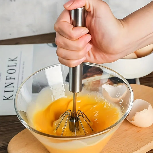 Stainless Steel Egg Beater – Durable Semi-Automatic Mixer for Effortless Egg, Cream & Batter Mixing for Kitchen Baking
