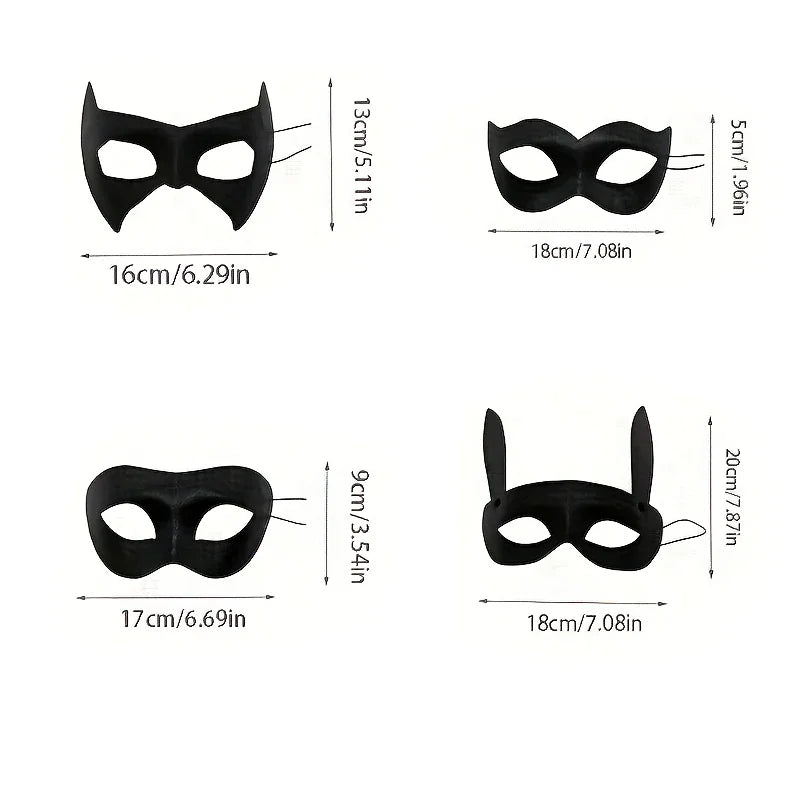 Adult Black PVC Masquerade Mask — Bat Bunny Party Mask for Men & Women, Carnival, Prom, and Costume Events