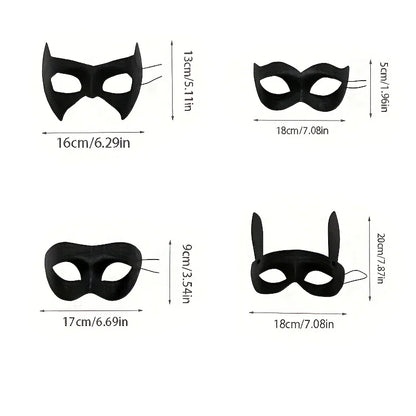 Adult Black PVC Masquerade Mask — Bat Bunny Party Mask for Men & Women, Carnival, Prom, and Costume Events