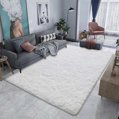 Silk Wool Plush Area Rug – Soft Fluffy Velvet Carpet for Living Room, Bedroom, Kids Room, Non-Slip Home Decor
