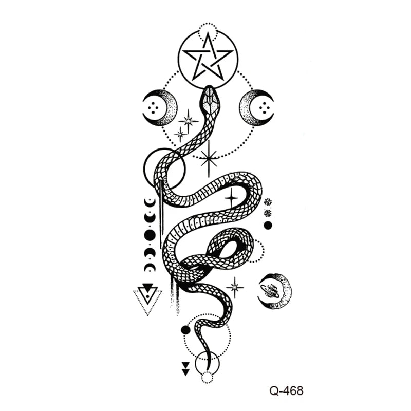 Waterproof Temporary Tattoo Stickers - Mini Black Rose, Butterfly, Arrow, Flower, Wings, Maori, and Snake Designs for Wrist and Neck