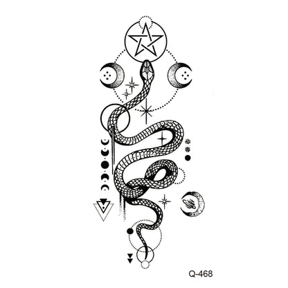 Waterproof Temporary Tattoo Stickers - Mini Black Rose, Butterfly, Arrow, Flower, Wings, Maori, and Snake Designs for Wrist and Neck
