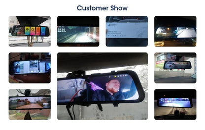 10.26'' 4K Dash Cam Car Mirror Video Player - Wireless CarPlay, Android Auto, GPS, and Rearview Camera Monitor