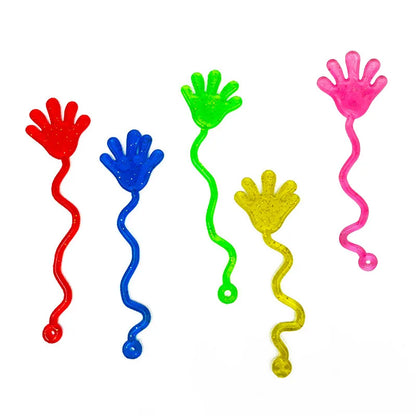 Kids Funny Glitter Sticky Hands Toy (5–20 Pcs) – Elastic Slap Palm Squishy Stretch Toys, Novelty Party Favors & Gifts