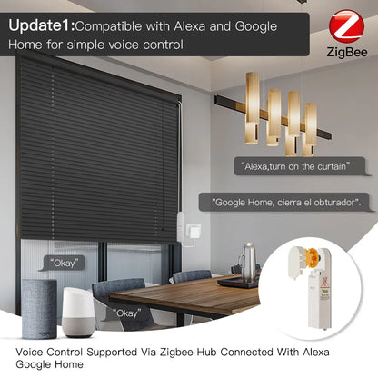 ZigBee Smart DIY Motorized Roller Blinds Drive Motor Hub - Tuya Smart Life APP, Alexa & Google Home Voice Control