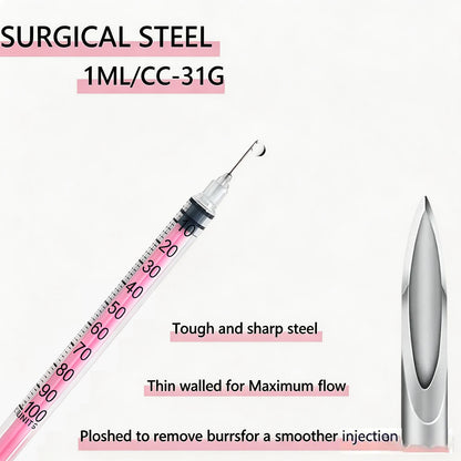 U-100 Insulin Syringes - 1ml 31G Sterile Precision Syringes, 8mm Needle, 20-Pack