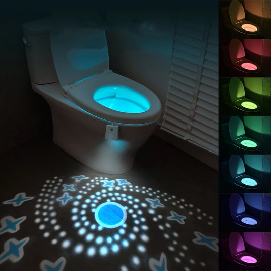 Motion Activated Toilet Night Light - 7-Color Changing LED Bowl Light - Smart Bathroom Decoration and Night Lamp