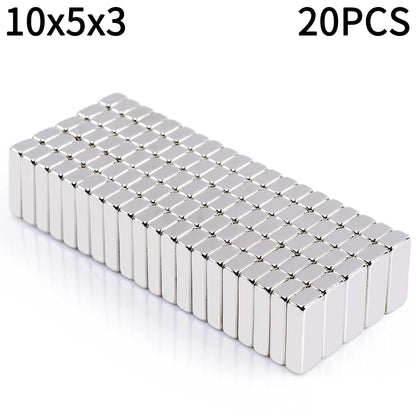 Super Strong Square Block Magnets Set - 20-100 PCS Powerful Neodymium Magnets for DIY & Refrigerator Use