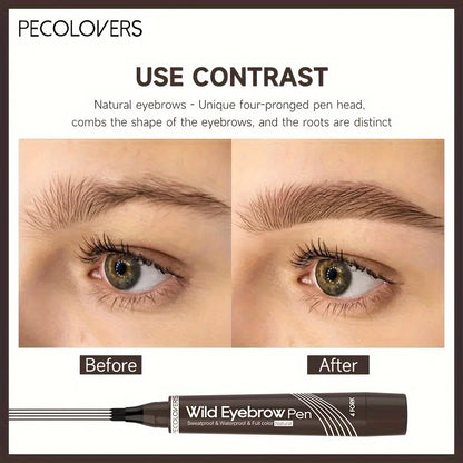 6-Color Waterproof Eyebrow Pen – 4-Split Tip Liquid Eyebrow Tattoo Pencil for Natural Long-Lasting Makeup & Definition