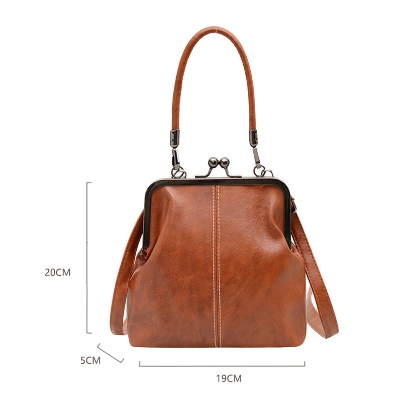 Vintage Brown Women’s Handbag – PU Leather Designer Shoulder & Crossbody Bag