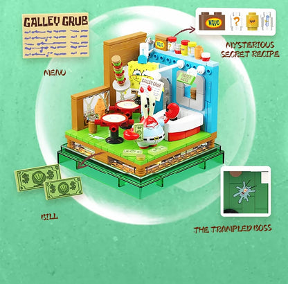 Spongebob Building Blocks Set — Patrick Star, Krusty Krab & Squidward Tentacles Desktop Model Toy for Kids & Gifts