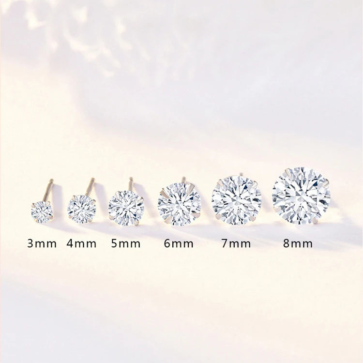 925 Sterling Silver Zircon Stud Earrings – Crystal Cubic Zirconia Channel Set Earrings for Women | Elegant Fine Jewelry Gift
