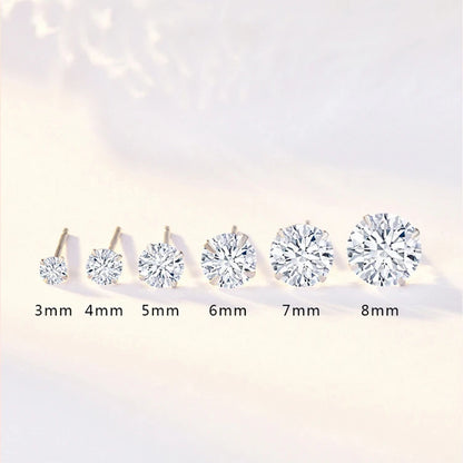 925 Sterling Silver Zircon Stud Earrings – Crystal Cubic Zirconia Channel Set Earrings for Women | Elegant Fine Jewelry Gift