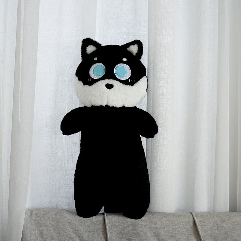 Kawaii Siamese Cat Plush Toy – Long Oblong Orange & Black Kitten Nap Pillow for Kids, Bed Decor & Hug Cushion