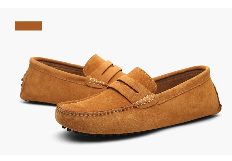 Men's High-Quality Leather Loafers – Casual Moccasins Slip-On Flats, Fashion Driving Shoes, Size 38-49