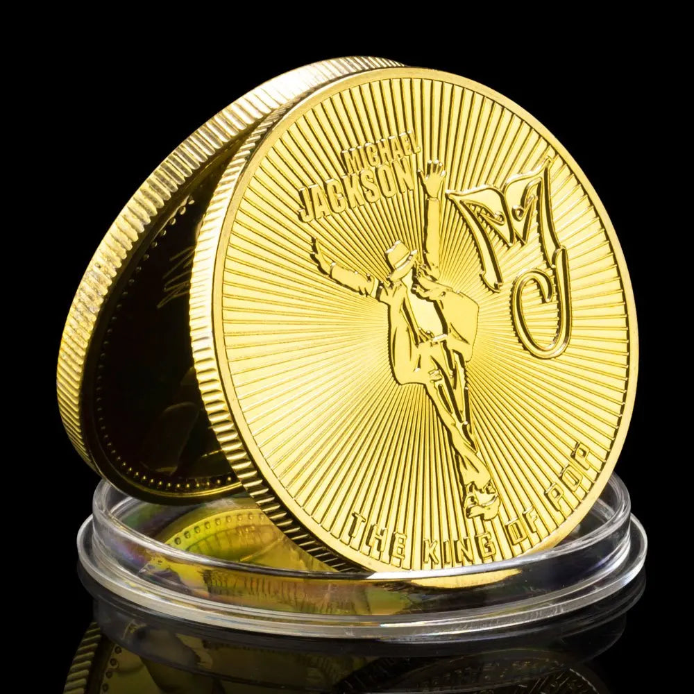 Michael Jackson Commemorative Coin - Gold-Plated King of Pop Souvenir Collectible with 3D Relief Design (1958-2009)