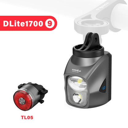 TOWILD DL1200S/DL1700 Bike Light - Rechargeable MTB Front Headlight with Cut-Off Beam, 1900LM Output & Power Bank Function