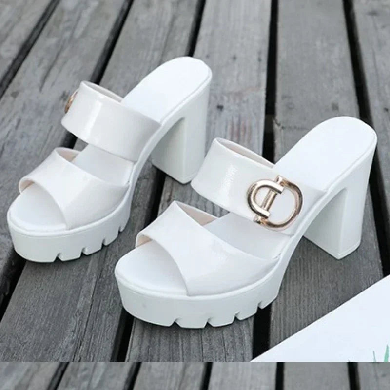 2024 Women’s Slip-On High Heel Platform Sandals – Trendy Summer Slides, Minimalist Sexy Comfortable Fashion Slippers