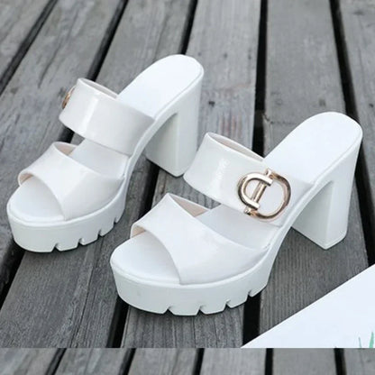 2024 Women’s Slip-On High Heel Platform Sandals – Trendy Summer Slides, Minimalist Sexy Comfortable Fashion Slippers