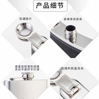 6/8/12oz Stainless Steel Full-Black Hip Flask with Funnel – Pocket Flask for Alcohol, Whiskey, Screw Cap (KC0139)