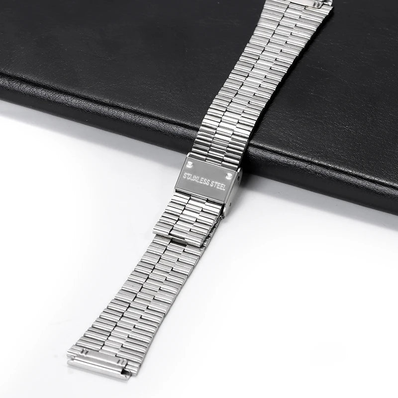 18mm Stainless Steel Watchband for Casio F-91W – Compatible with SGW400, F91W, F84, F105/108/A158W/168, AE1200/1300 Vintage Steel Wrist Bracelet