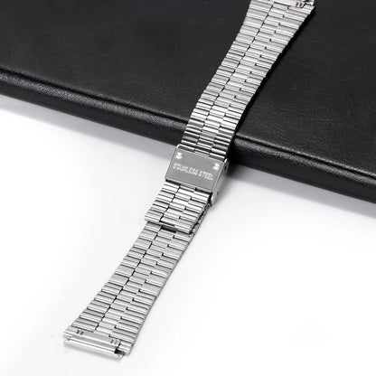 18mm Stainless Steel Watchband for Casio F-91W – Compatible with SGW400, F91W, F84, F105/108/A158W/168, AE1200/1300 Vintage Steel Wrist Bracelet