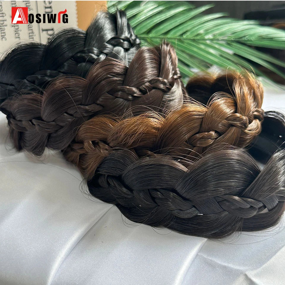 Synthetic Fishbone Braided Headband – Bohemian Plaited Hairpiece for Women Hairstyling