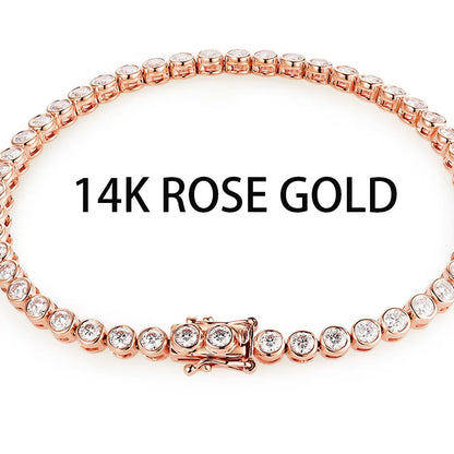 Kuololit Bezel Set Moissanite Tennis Bracelet – Solid 14K/10K/925 Silver, Round D VVS1 for Women, Engagement & Christmas Jewelry