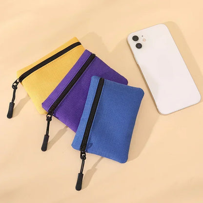 Canvas Mini Coin Purse with Zipper – Cute Solid Color Key & Money Pouch for Kids, Women & Men