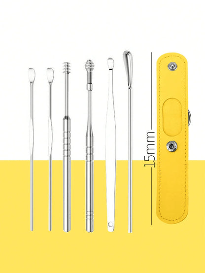 Stainless Steel Ear Cleaning Tool Kit – Ear Pick & Earwax Remover with Storage Bag