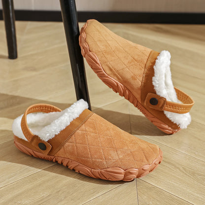 Chamois Leather Indoor Flip Flops – Warm Cotton Bedroom Slippers for Men & Women, Wide Toe Home Footwear