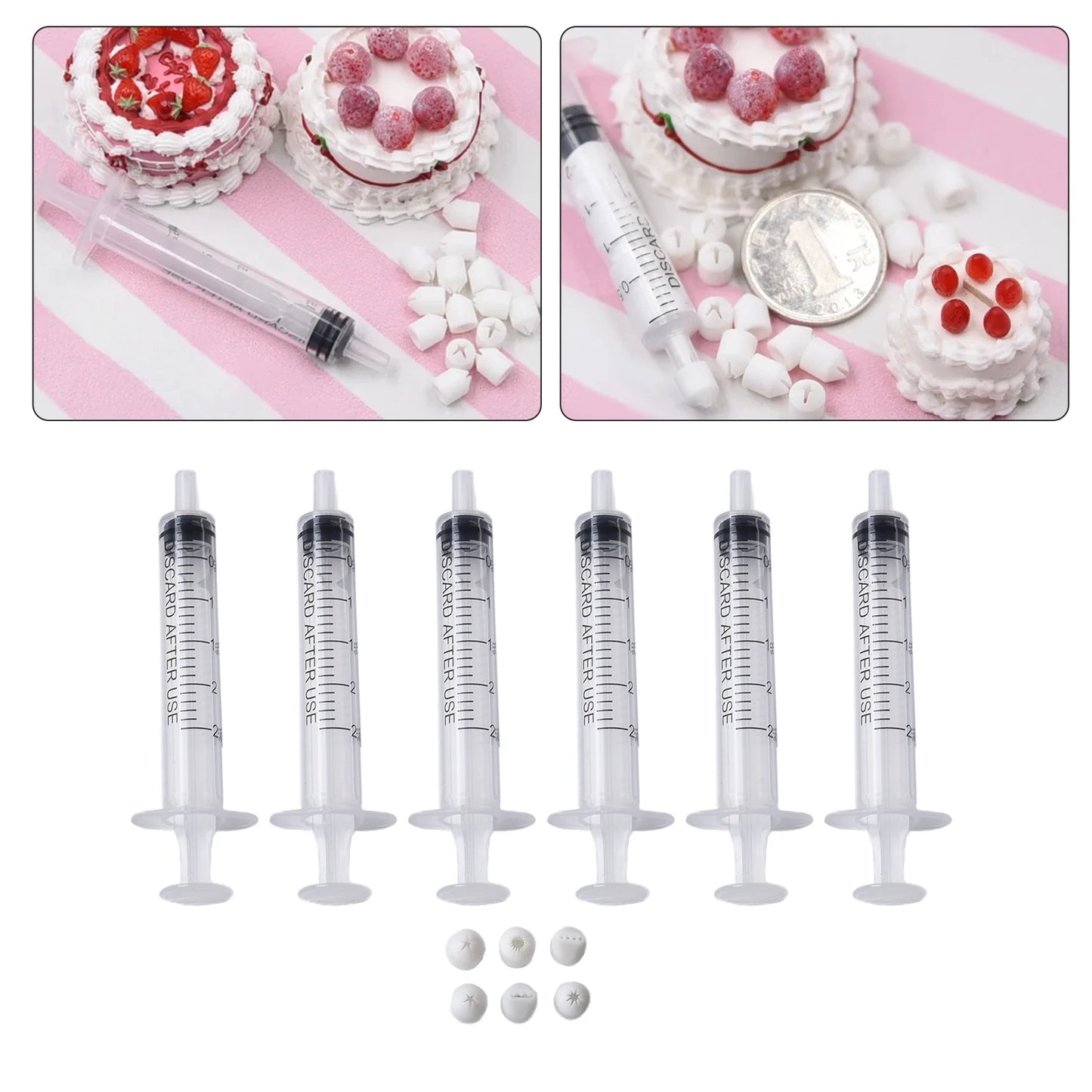 6PCS Mini Cake & Dessert Nozzles Set – Press Tools for Clay, Milk Cream, and Food Decoration