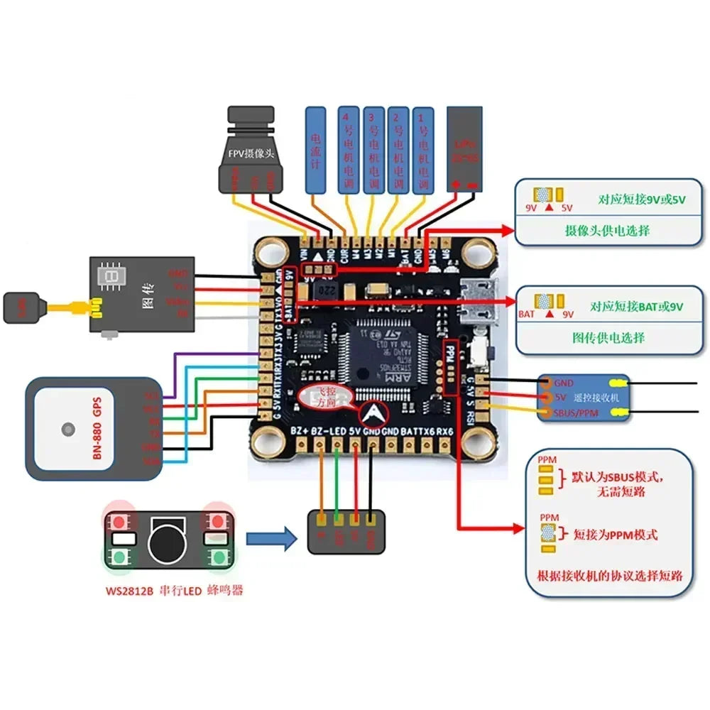 F4V3S Plus Flight Controller Stack — Betaflight F4 V3S + BLS 45A/60A 4-in-1 ESC for FPV Quadcopter (Mark4 APEX)