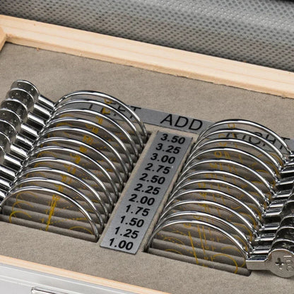 22Pcs Progressive Trial Lens Set – Optical Equipment with Aluminum Tray & Carry Case for Ophthalmic Testing & Eye Examination Tools