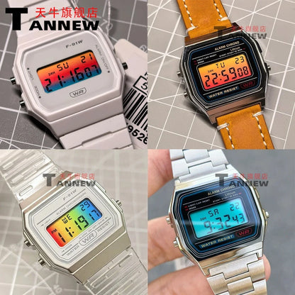 Casio F-91W A158W A168 Mod Kit - STN HD Display, Rainbow Gradient Display Sticker & Complete Watch Makeover Set