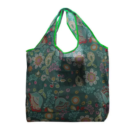 Portable Foldable Shopping Bag – Large Capacity Nylon Tote with Fashion Prints, Lightweight Reusable Travel & Grocery Essential Bag