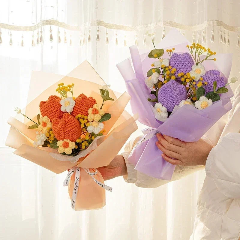 Elevate Your Occasions with Handmade Crochet Flowers Bouquet - Perfect for New Year, Graduation, Valentine's Day and Wedding Decor 꽃다발