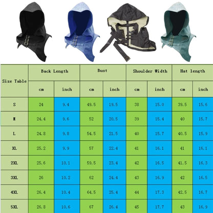 Adjustable Medieval Gothic Cowl Hat — Faux Leather Steampunk Hooded Cloak Cape for Men & Women Cosplay Accessory