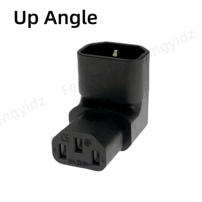 IEC 320 C14 to C13 Adapter - 3-Pin 90-Degree Right-Angle AC Power Extension Converter