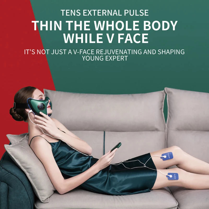 V-Shaped Facial Massager - Lift and Tighten Jawline, Mandibular Muscle Toning, Weight Loss Instrument with Phototherapy for Face Care