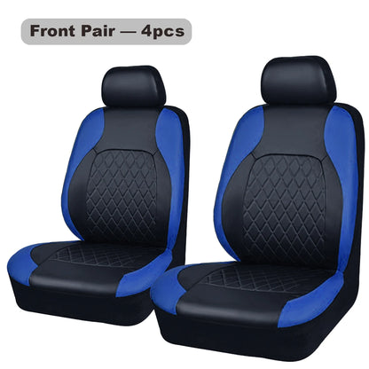 Universal 4PCS Faux Leather Car Seat Covers - All-Season Quilted Interior Seat Protector Set