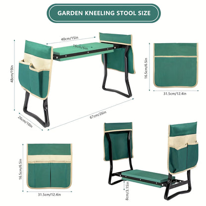 Upgraded Foldable Garden Kneeler & Seat – Heavy-Duty Gardener Stool with Thickened Soft Kneeling Pad