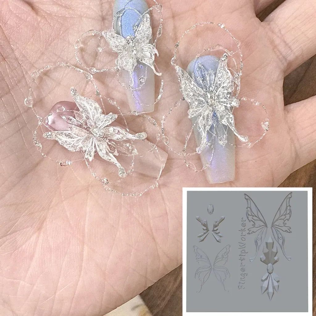 Snake Lolita Bow, Mushroom, Rose, Lotus, Bear 3D Acrylic Nail Mold - DIY Silicone Nail Decorations & Nail Art Products