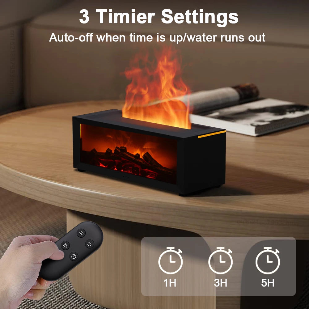 Air Humidifier & Essential Oil Diffuser – Home Aroma Humidifier with Flame Effect, LED Light, and Remote Control