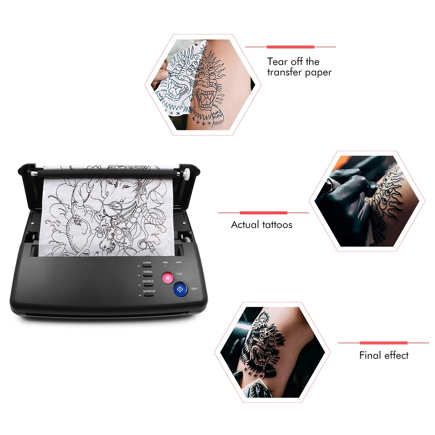 Tattoo Transfer Machine - Thermal Stencil Copier Printer for Tattoo Photos & Transfer Paper, Ideal for Beginners