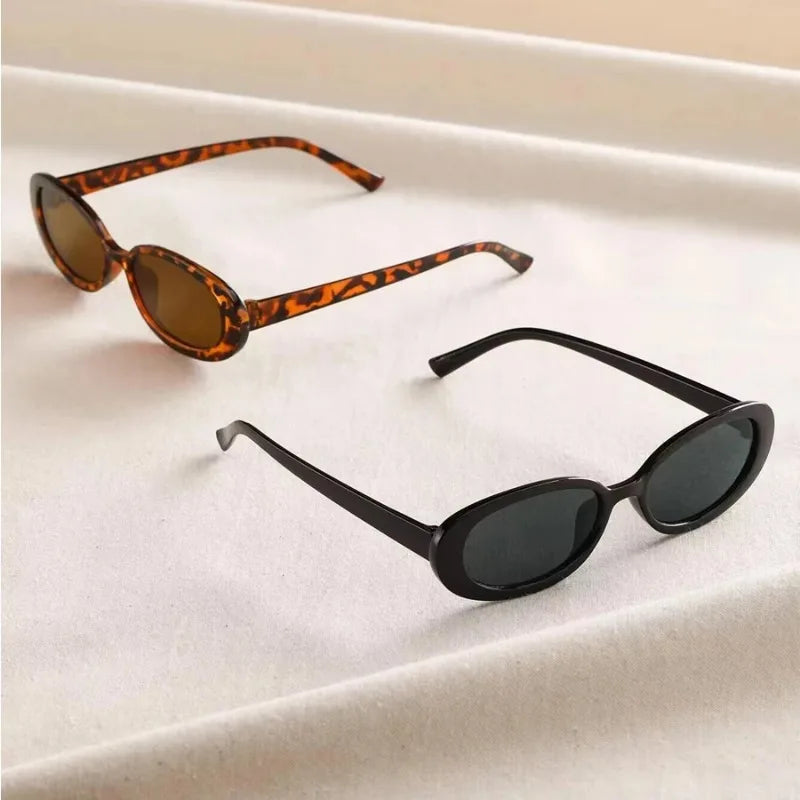 Vintage Small Oval Sunglasses for Women – Luxury Brand Designer Retro Black & Red UV400 Eyewear