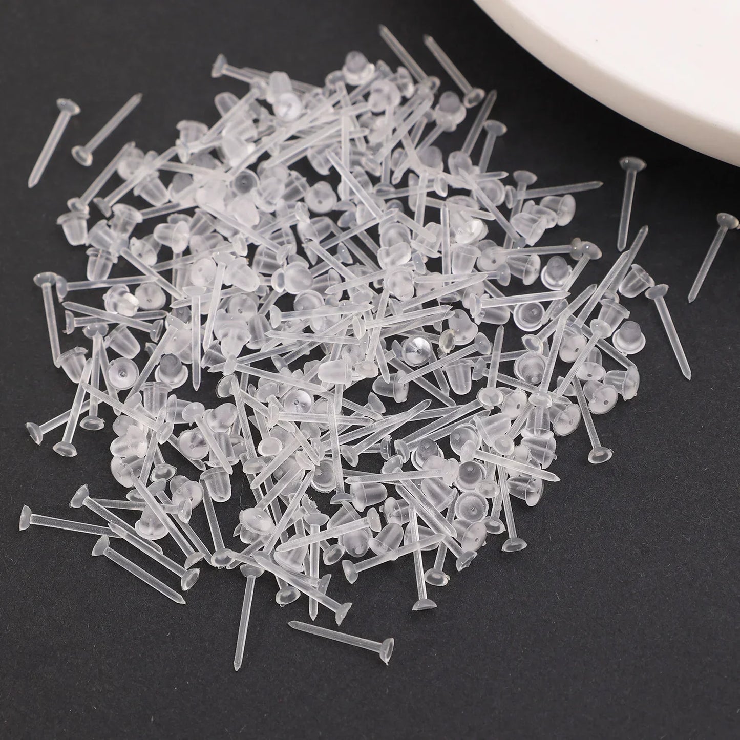 50–1000PCS Invisible Silicone Earring Backs – Soft Plastic Stud Pins for DIY Jewelry & Piercing Retainers
