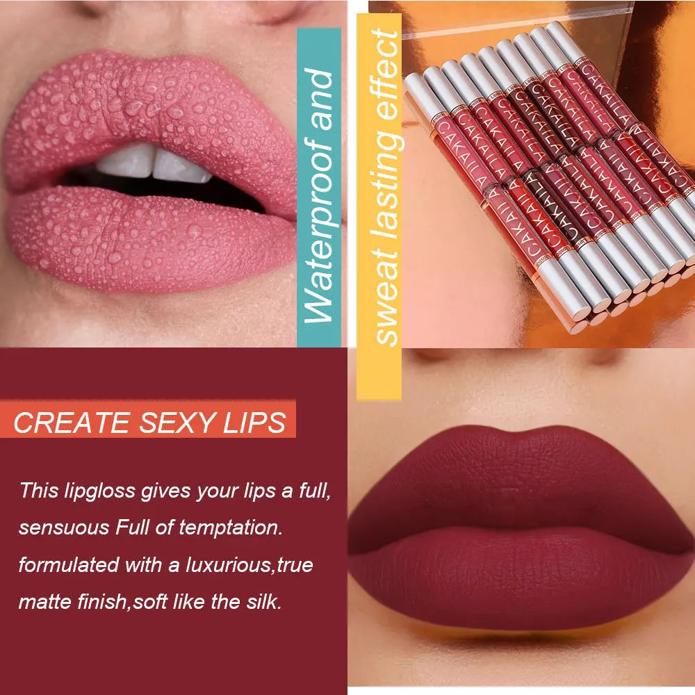 CAKAILA 10-Piece Nude Matte Lip Gloss Set – Waterproof Velvet Liquid Lipstick & Moisturizing Lip Tint for Women