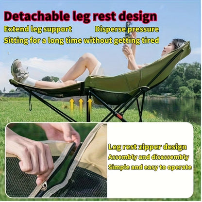 4-Position Adjustable Camping Chair with Footrest — Portable Folding Outdoor Chair for Fishing, Beach, Travel & Picnic
